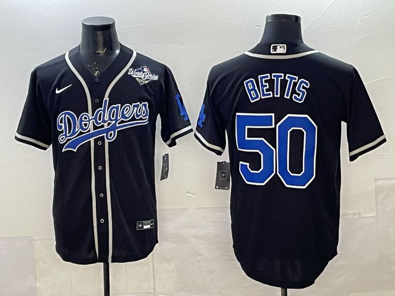 Men 2025 Nike Los Angeles Dodgers #50 Betts Black Game MLB Jersey 07->los angeles dodgers->MLB Jersey